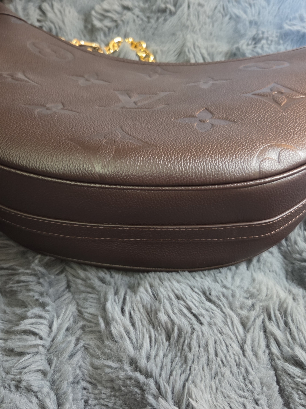 Chocolate Brown Embossed Crescent Shoulder Bag - Picture 5 of 10